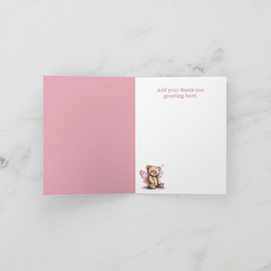 Teddy Bear met Wings Bedankkaart (Binnen)