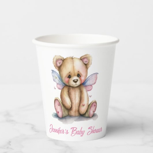 Teddy Bear met Wings Persoonlijk Papieren Bekers (Voorkant)