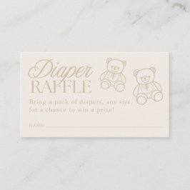 Teddy Bear Minimal Baby Shower Diaper Raffle Informatiekaartje