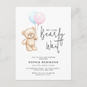 Teddy Bear Minimalist Baby shower Invitation Briefkaart (Voorkant)