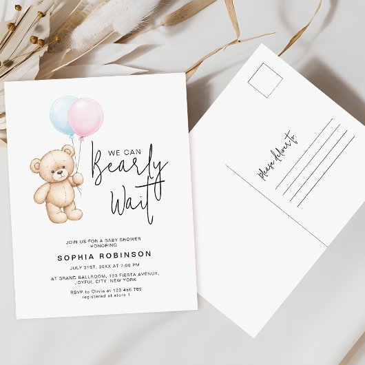 Teddy Bear Minimalist Baby shower Invitation Briefkaart