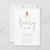 Teddy Bear Minimalistisch Baby shower Hartelijk da Bedankkaart (Voorkant)