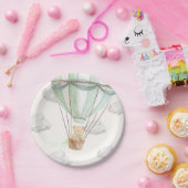 Teddy Bear Mint Groene Hete Luchtballon Papieren Bordje (Feest)