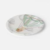 Teddy Bear Mint Groene Hete Luchtballon Papieren Bordje (Gekanteld)