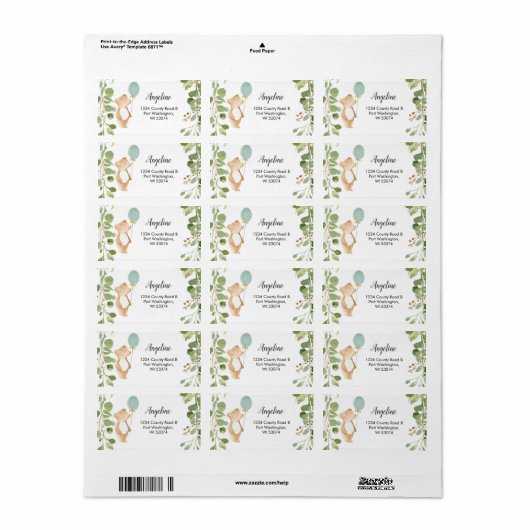 Teddy Bear Modern Address Label (Full Sheet)