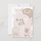 Teddy Bear Modern Boho Girl Baby shower Bedankkaart (Voorkant)