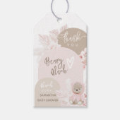 Teddy Bear Modern Boho Girl Baby shower Bedankt Cadeaulabel (Voorkant)