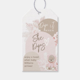 Teddy Bear Modern Boho Girl Baby shower Bedankt po Cadeaulabel