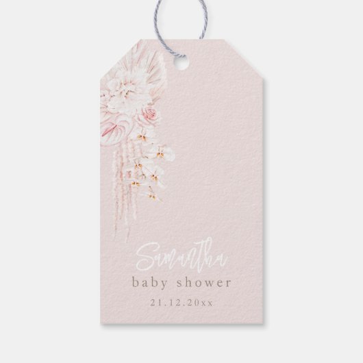 Teddy Bear Modern Boho Girl Baby shower Bedankt po Cadeaulabel (Achterkant)