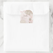 Teddy Bear Modern Boho Girl Baby shower Bedankt Vierkante Sticker (Tas)