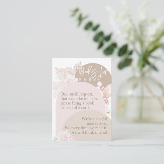 Teddy Bear Modern Boho Girl Baby shower book Informatiekaartje (Staand voorkant)