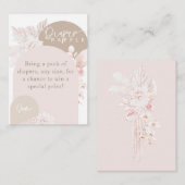 Teddy Bear Modern Boho Girl Baby shower diaper Informatiekaartje (Voorkant / Achterkant)