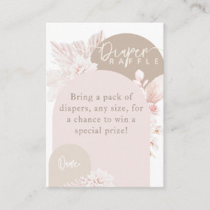 Teddy Bear Modern Boho Girl Baby shower diaper Informatiekaartje