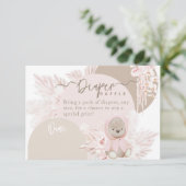 Teddy Bear Modern Boho Girl Baby shower Diaper Informatiekaartje (Staand voorkant)