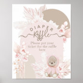 Teddy Bear Modern Boho Girl Baby shower diaper Poster (Voorkant)