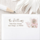 Teddy Bear Modern Boho Girl Baby shower Etiket (Insitu)