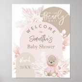Teddy Bear Modern Boho Girl Baby shower Foam Board Poster (Voorkant)