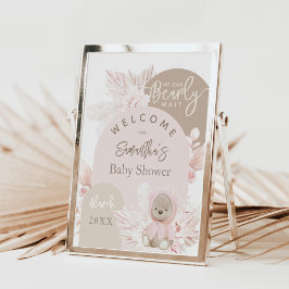 Teddy Bear Modern Boho Girl Baby shower Foam Board Poster