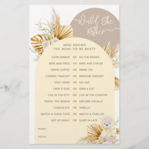 Teddy Bear Modern Boho Girl Baby shower game