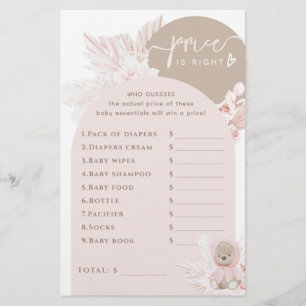 Teddy Bear Modern Boho Girl Baby shower game