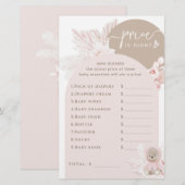 Teddy Bear Modern Boho Girl Baby shower game (Voorkant / Achterkant)