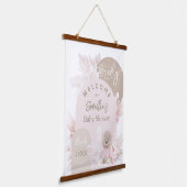 Teddy Bear Modern Boho Girl Baby shower Hangend Wandkleed (Gebogen)