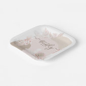 Teddy Bear Modern Boho Girl Baby shower Papieren Bordje (Gebogen)