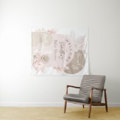 Teddy Bear Modern Boho Girl Baby shower Wandkleed (In Situ (horizontaal))