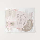 Teddy Bear Modern Boho Girl Baby shower Wandkleed (Voorkant (horizontaal))