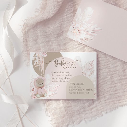 Teddy Bear Modern Boho Girl Shower Books for baby Informatiekaartje