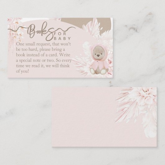 Teddy Bear Modern Boho Pink Baby shower boeken Informatiekaartje (Voorkant / Achterkant)