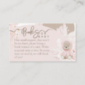 Teddy Bear Modern Boho Pink Baby shower boeken Informatiekaartje (Voorkant)