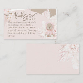 Teddy Bear Modern Boho Pink Baby shower boeken Informatiekaartje