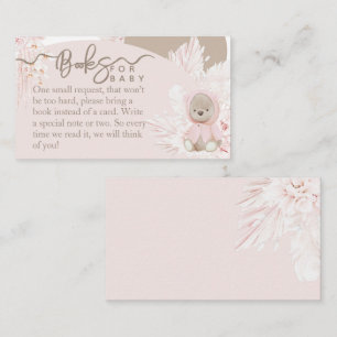 Teddy Bear Modern Boho Pink Baby shower boeken Informatiekaartje