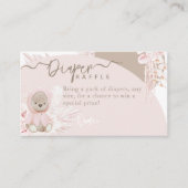 Teddy Bear Modern Boho Pink Baby shower Diaper Informatiekaartje (Voorkant)