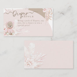 Teddy Bear Modern Boho Pink Baby shower Diaper Informatiekaartje