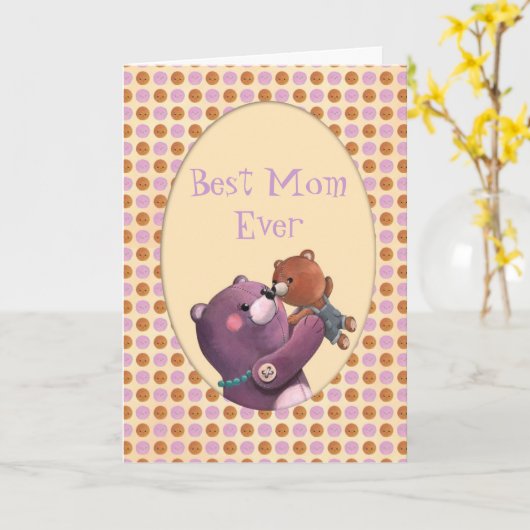 Teddy Bear-moeder Kaart (Gele Bloem)