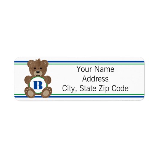 Teddy Bear Monogram Return Label (Voorkant)