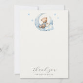 Teddy Bear Moon Baby shower bedankje Bedankkaart (Voorkant)