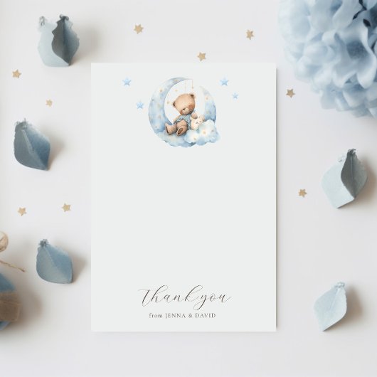 Teddy Bear Moon Baby shower bedankje Bedankkaart