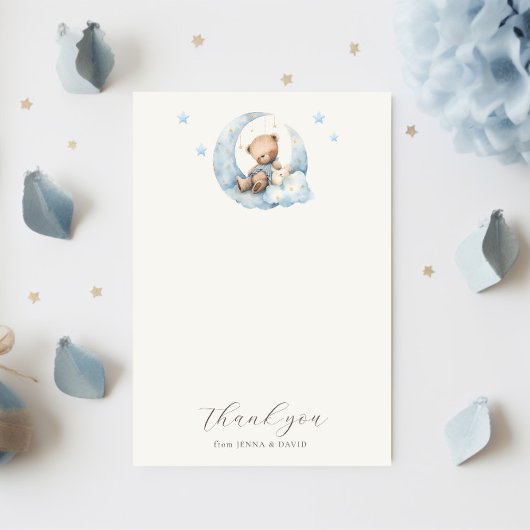 Teddy Bear Moon Baby shower bedankje Bedankkaart