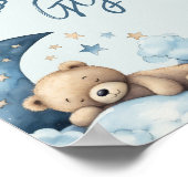 Teddy Bear Moon Baby shower Kaarten en geschenken Poster (Hoek)