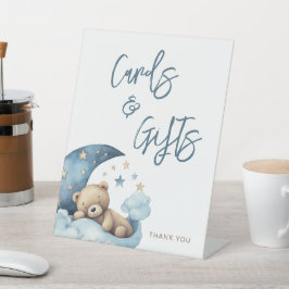 Teddy Bear Moon Baby shower Kaarten en geschenken Reclamebord Met Voetstuk