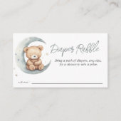 Teddy Bear Moon Baby shower Luier Raffle Informatiekaartje (Voorkant)