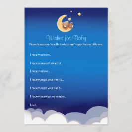 Teddy Bear Moon Baby Shower Wishes For Baby Notitiekaartje