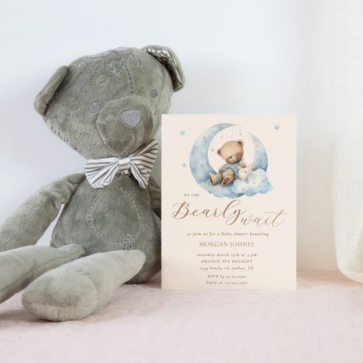 Teddy Bear Moon Barly Wachten Baby shower Kaart