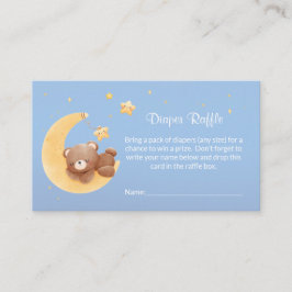 Teddy Bear Moon Blue Baby Shower Diaper Raffle Informatiekaartje