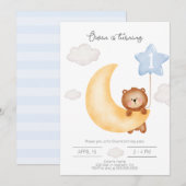 Teddy Bear Moon en Stars blue ballon Birthday I Kaart (Voorkant / Achterkant)