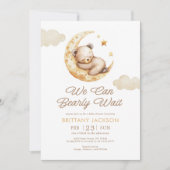 Teddy Bear Moon Genderneutraal Baby shower Kaart (Voorkant)