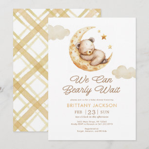 Teddy Bear Moon Genderneutraal Baby shower Kaart